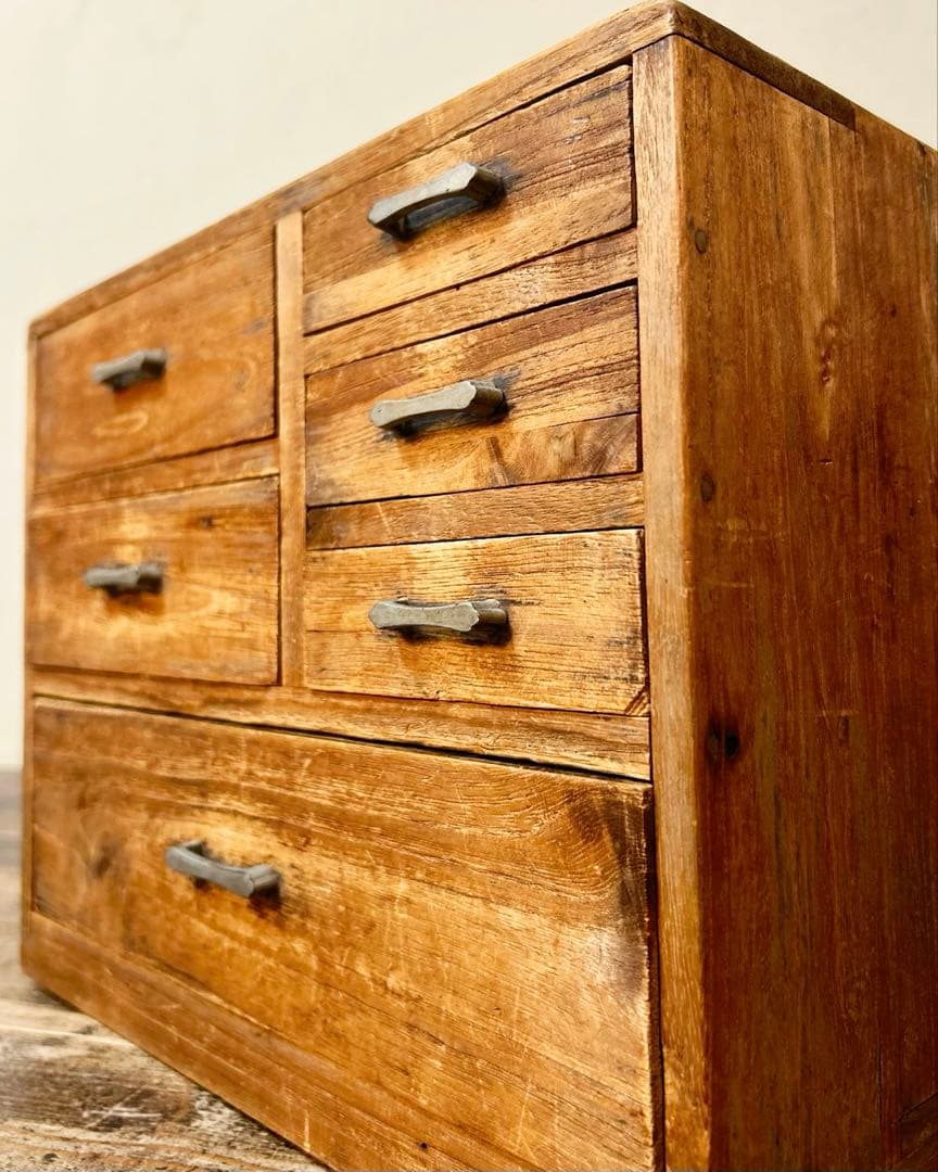美品　小引き出し 箪笥 木製 昭和初期 古家具 無垢材 道具箱 収納棚