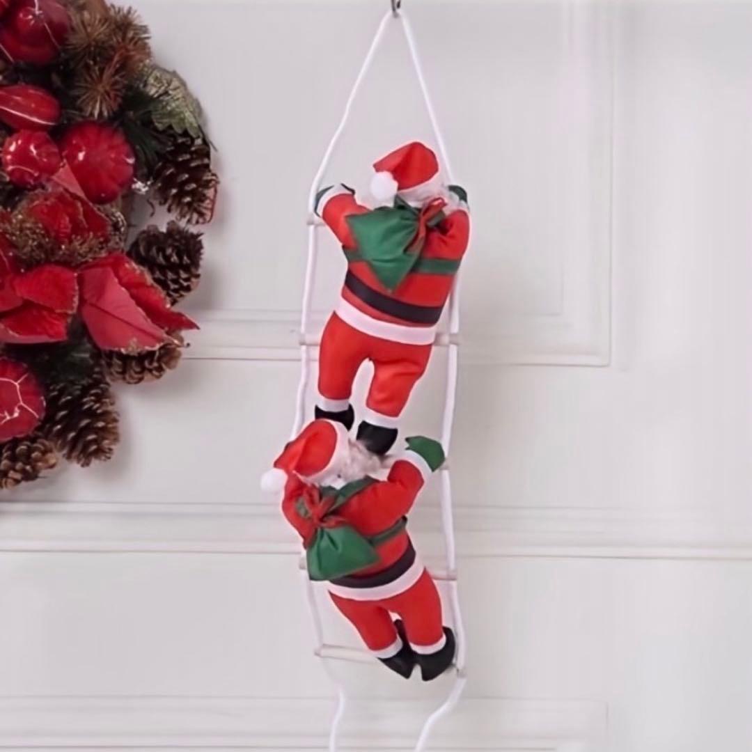 はしご登り サンタクロース 2人 クリスマス オーナメント 飾り 装飾 サンタ