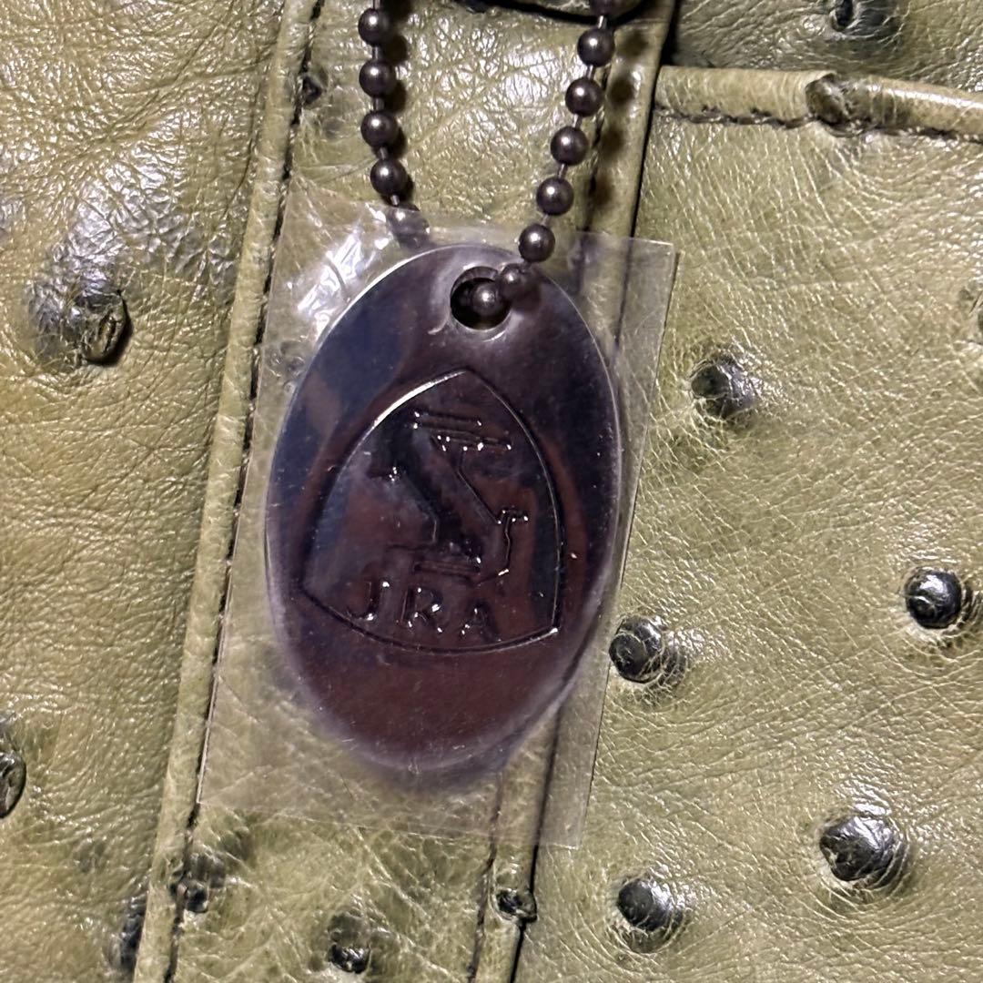 【希少カラー】JRA認定 オーストリッチ ハンドバッグ 本革 グリーン 正規品