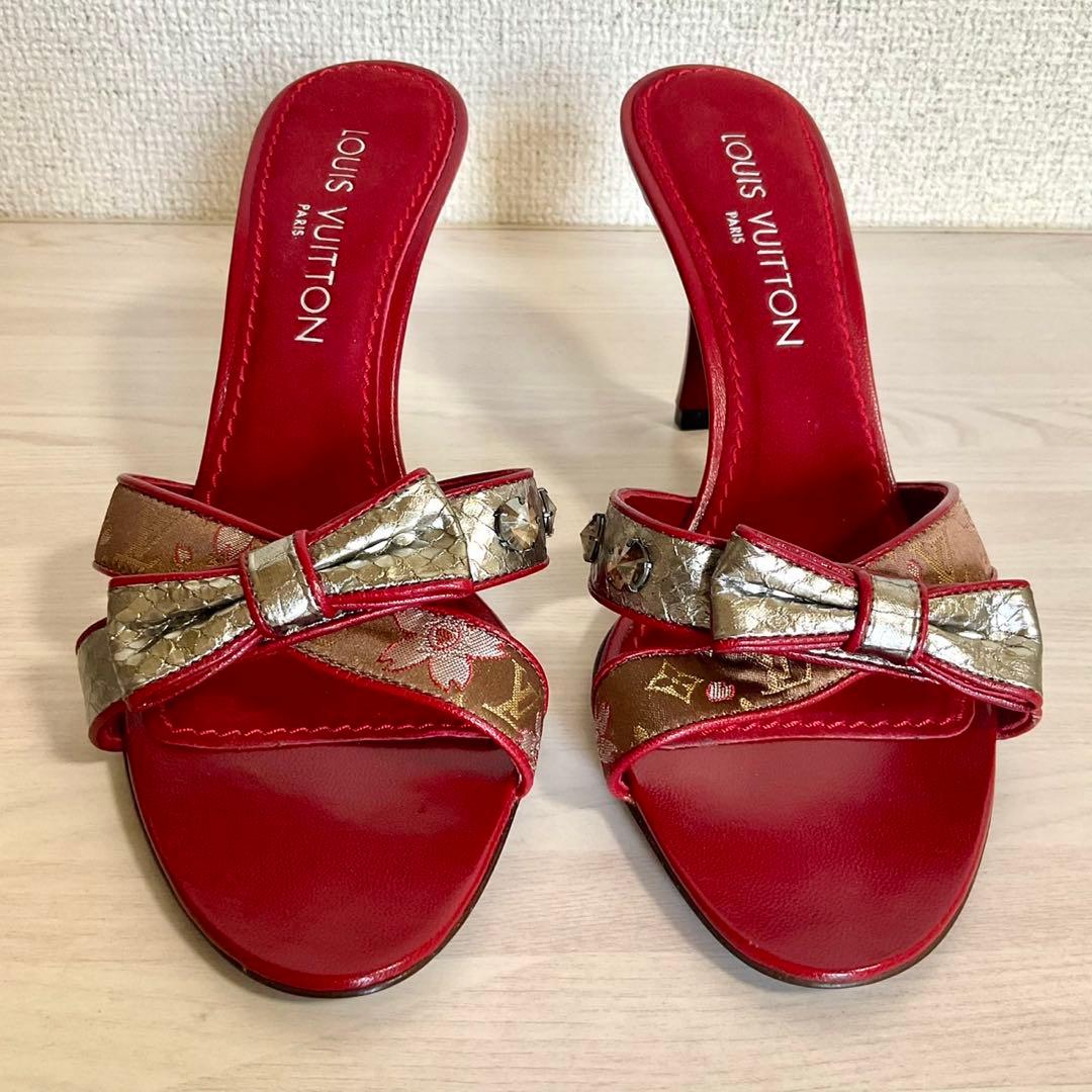 【限定品】ヴィトン 村上隆 サンダル モノグラム チェリーブロッサム 38