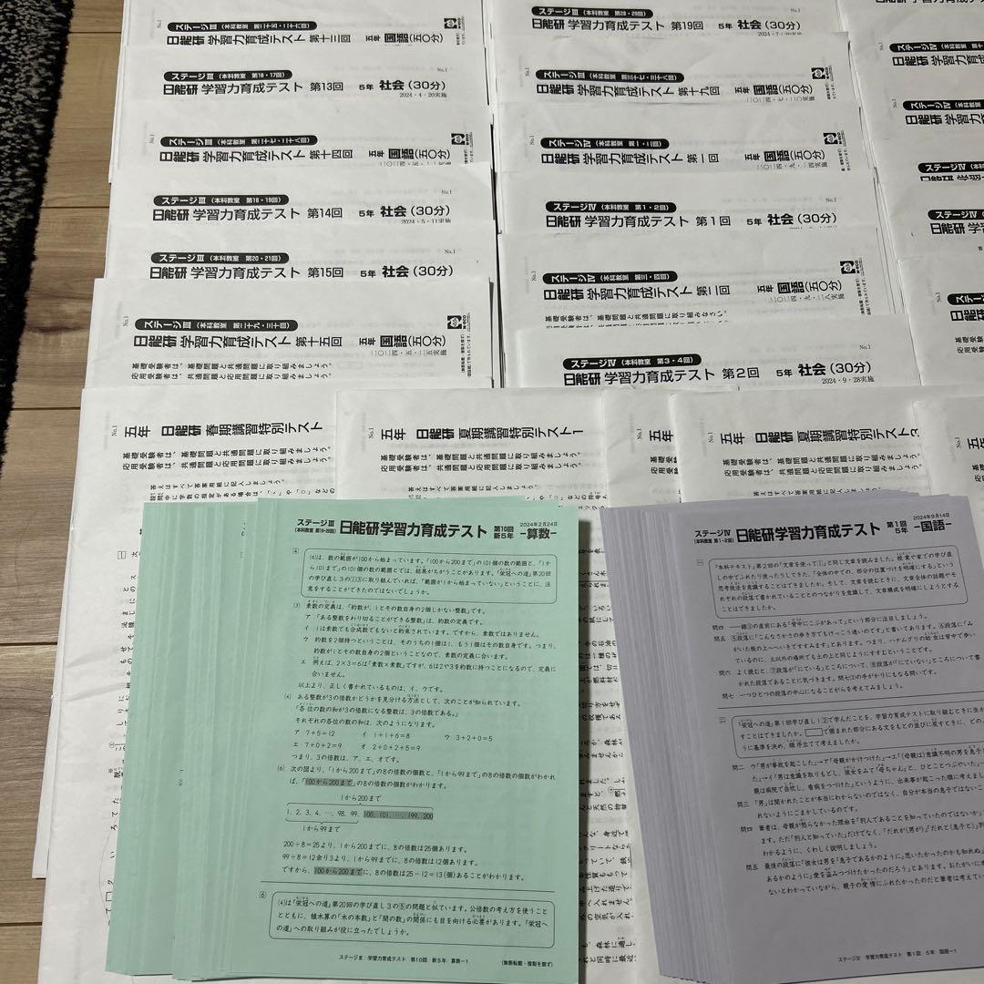 【即日発送可】日能研５年2024年（最新）育成・思考力・講習テスト公開模試