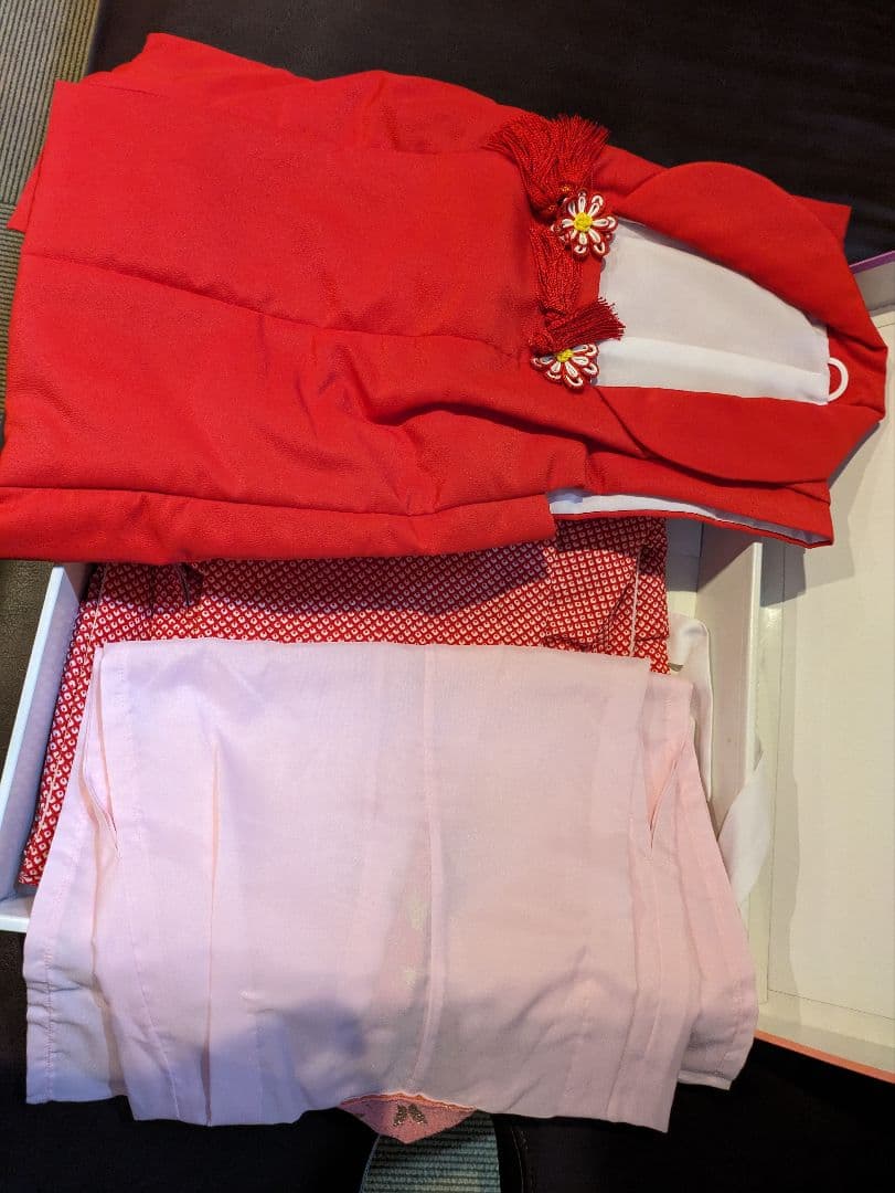 七五三 　3歳　着物フルセット 赤 付属品付き