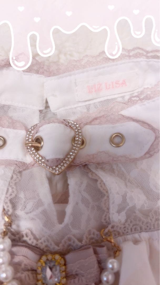 LIZLISA 3つリボンフロントチョーカーブラウス ホワイト×ピンク