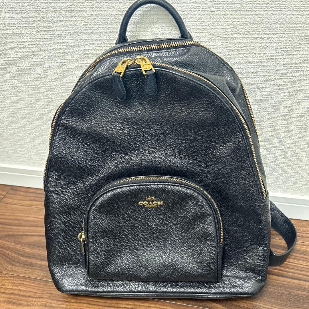 COACH コーチ 黒 リュック　ブラック　レザー　大容量　13インチPC収納可