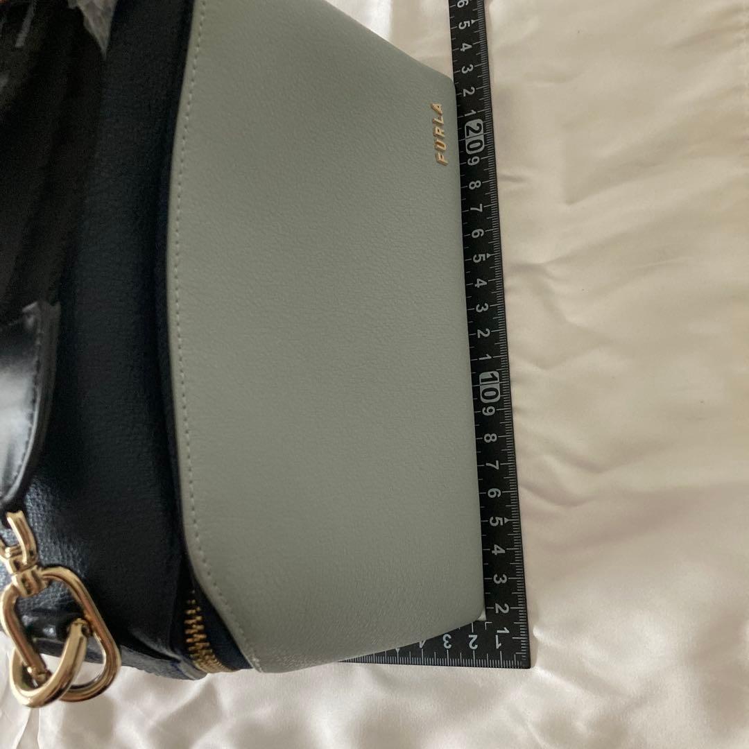 FURLA 本革 ショルダーバッグ ライトブルー/ネイビー