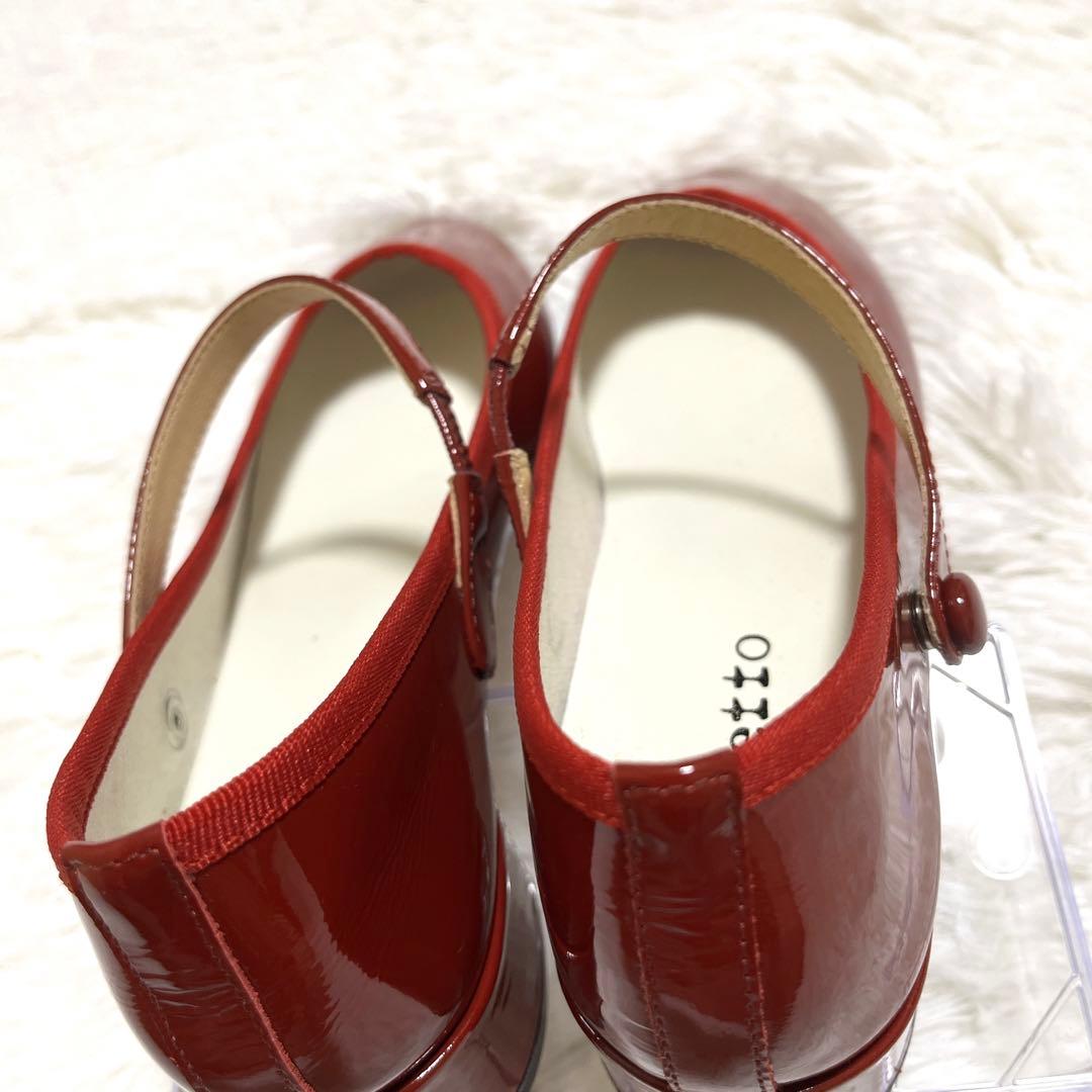 極美品　レペット　パンプス　エナメル　ストラップ　ベルト　赤　24.5 バレエ