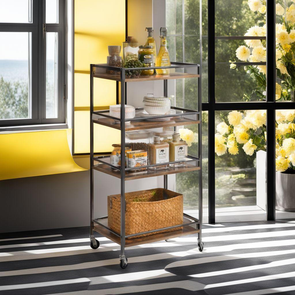 北欧スタイルの多機能・省スペース・キャスター付き4段