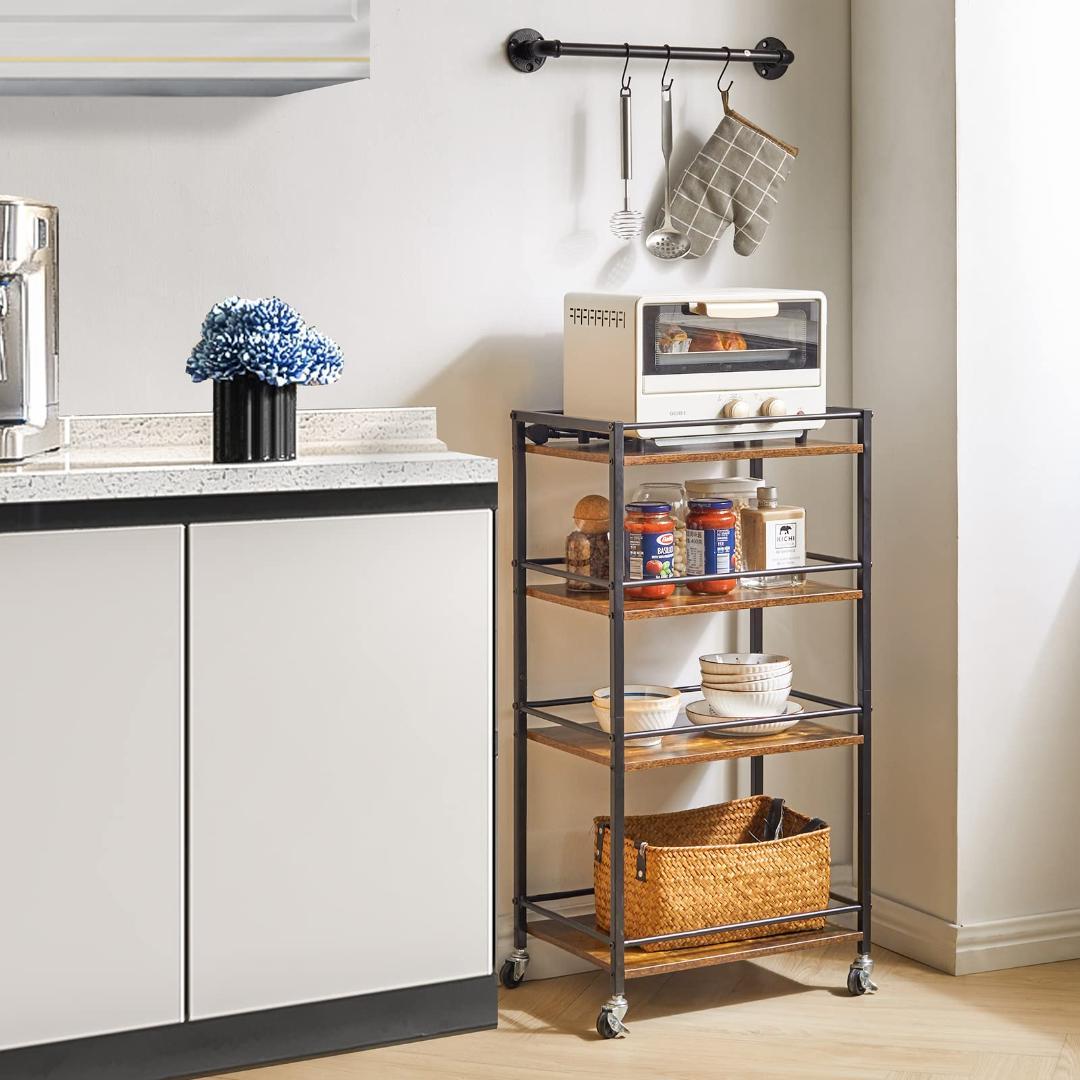 北欧スタイルの多機能・省スペース・キャスター付き4段