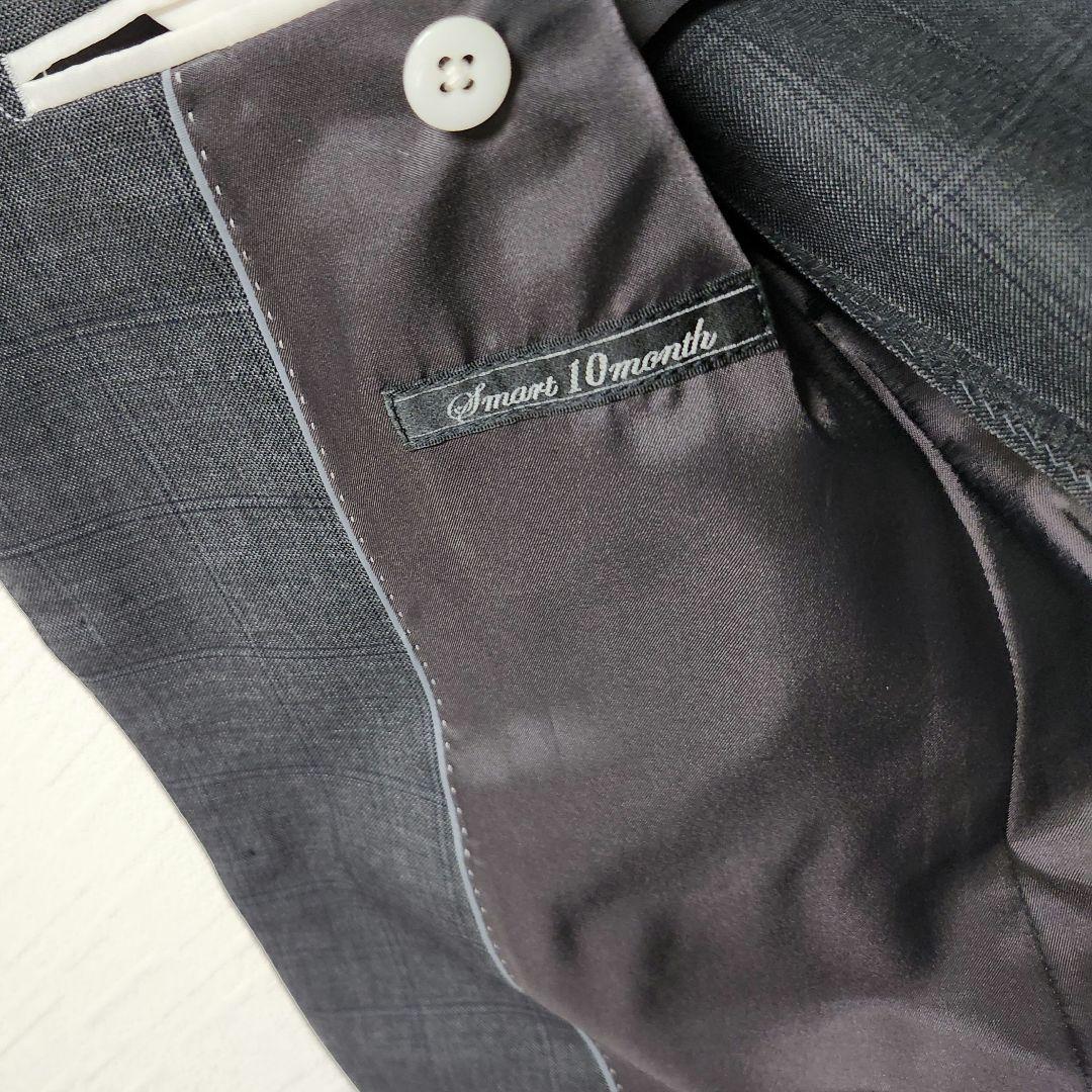 オリヒカ　メンズ　スーツ　スリーピース　グレー　チェック　ストレッチ　標準体型