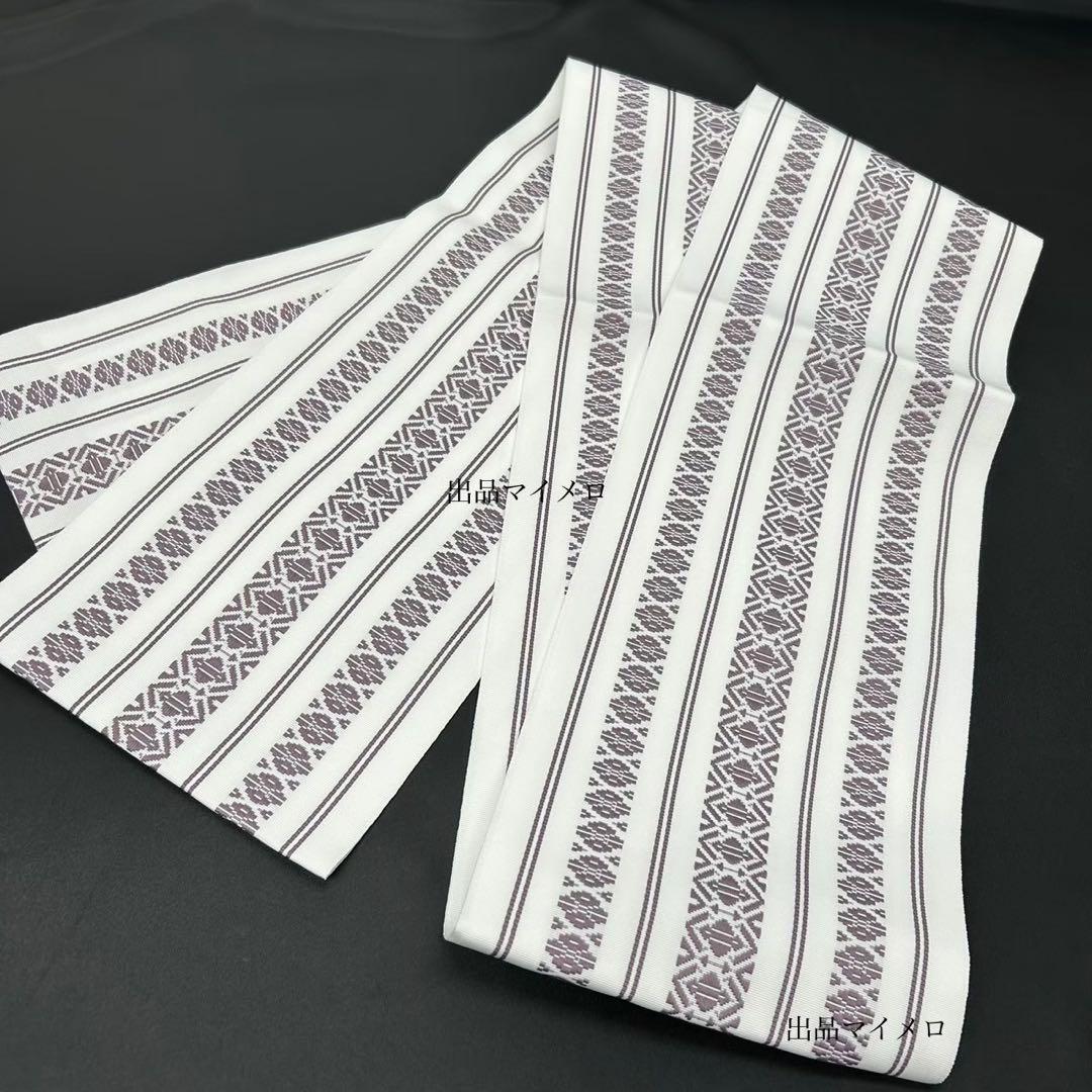 浴衣　綿麻　粋な夏着物　菊柄　紺色　献上柄　半幅帯　2点　0731④