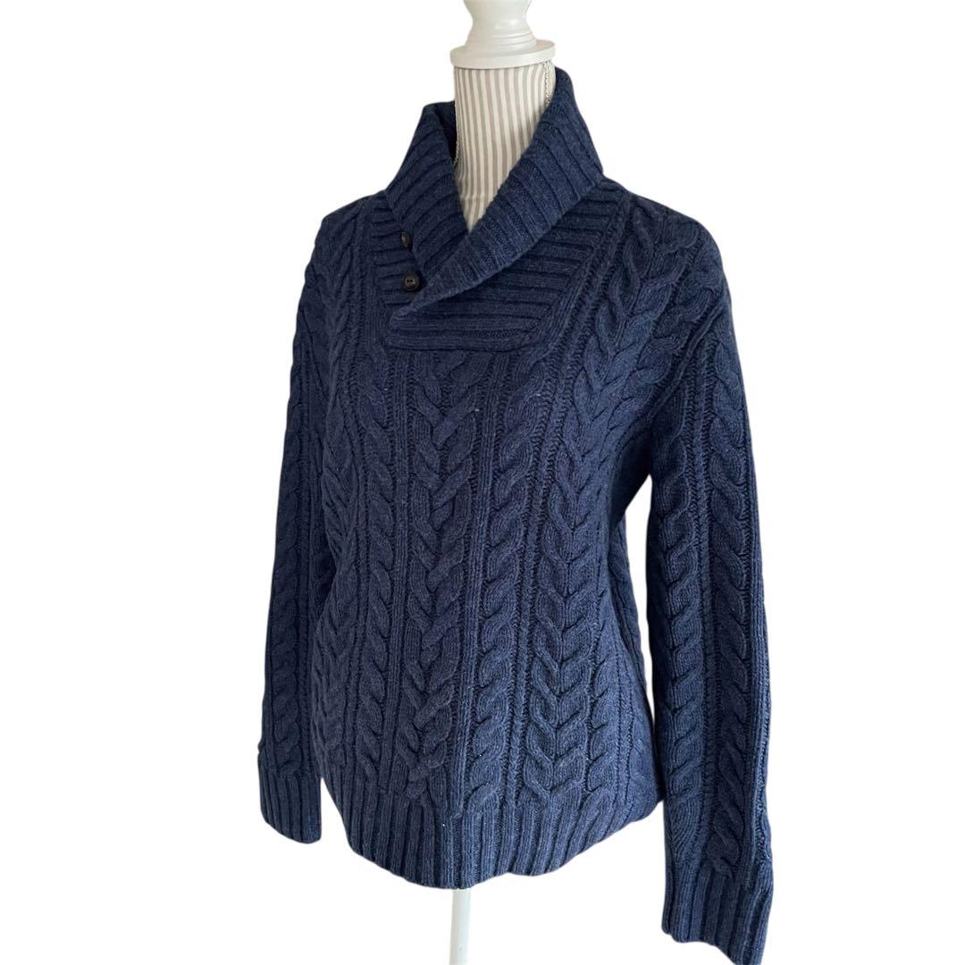 希少/超美品　ポロラルフローレン　M アンゴラ　ケーブルニット　ショール　ヘチマ