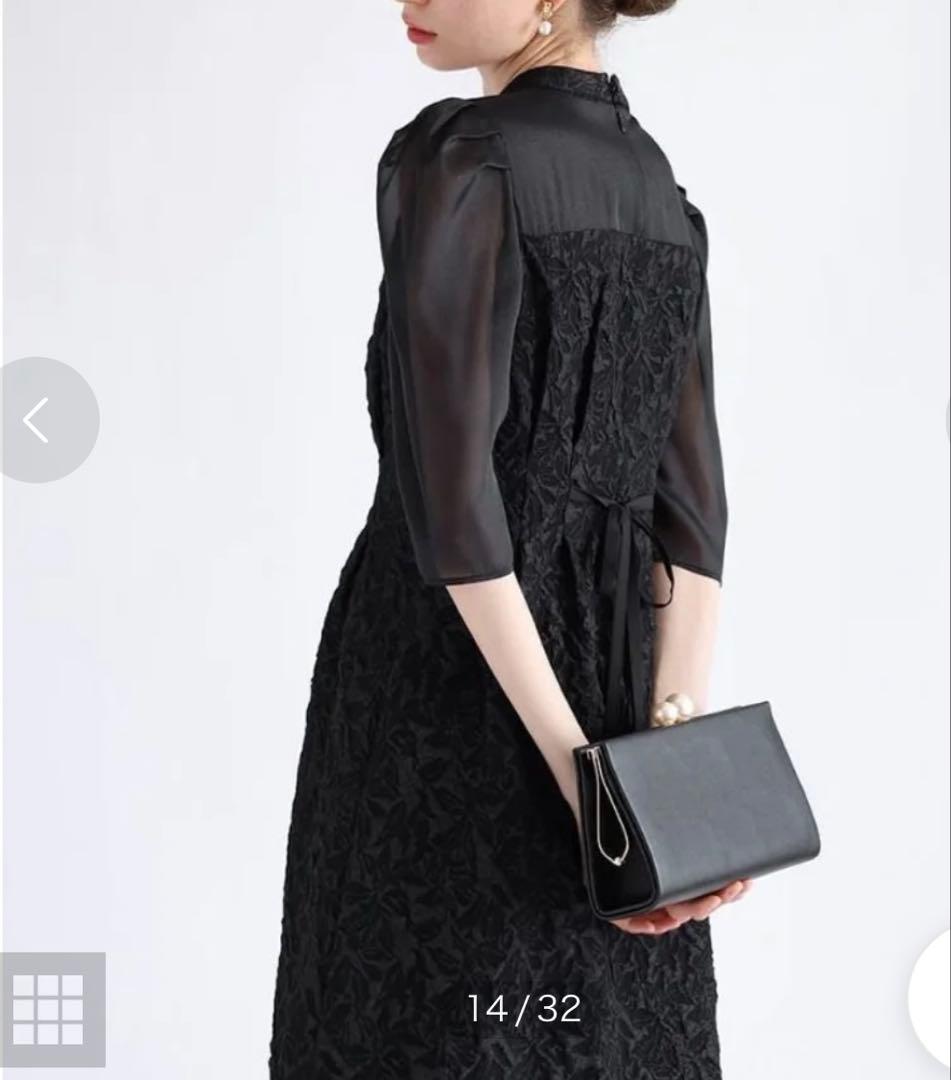 Rire Fete（リルフェテ）ふくれジャガードバックリボンドレス ヤマダヤ