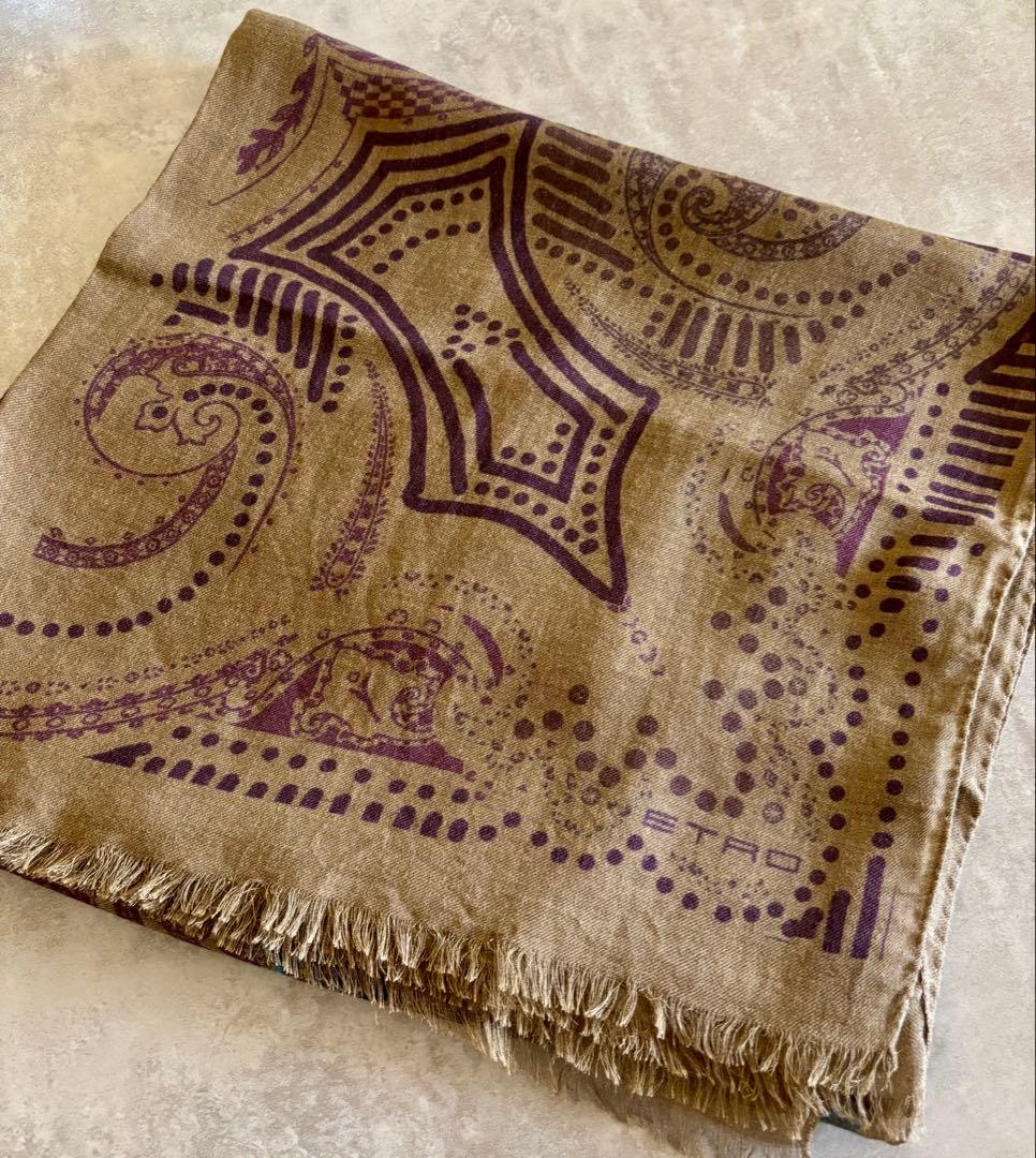 【美品】エトロ ETRO ペイズリー柄 カシミヤ混 大判ストール