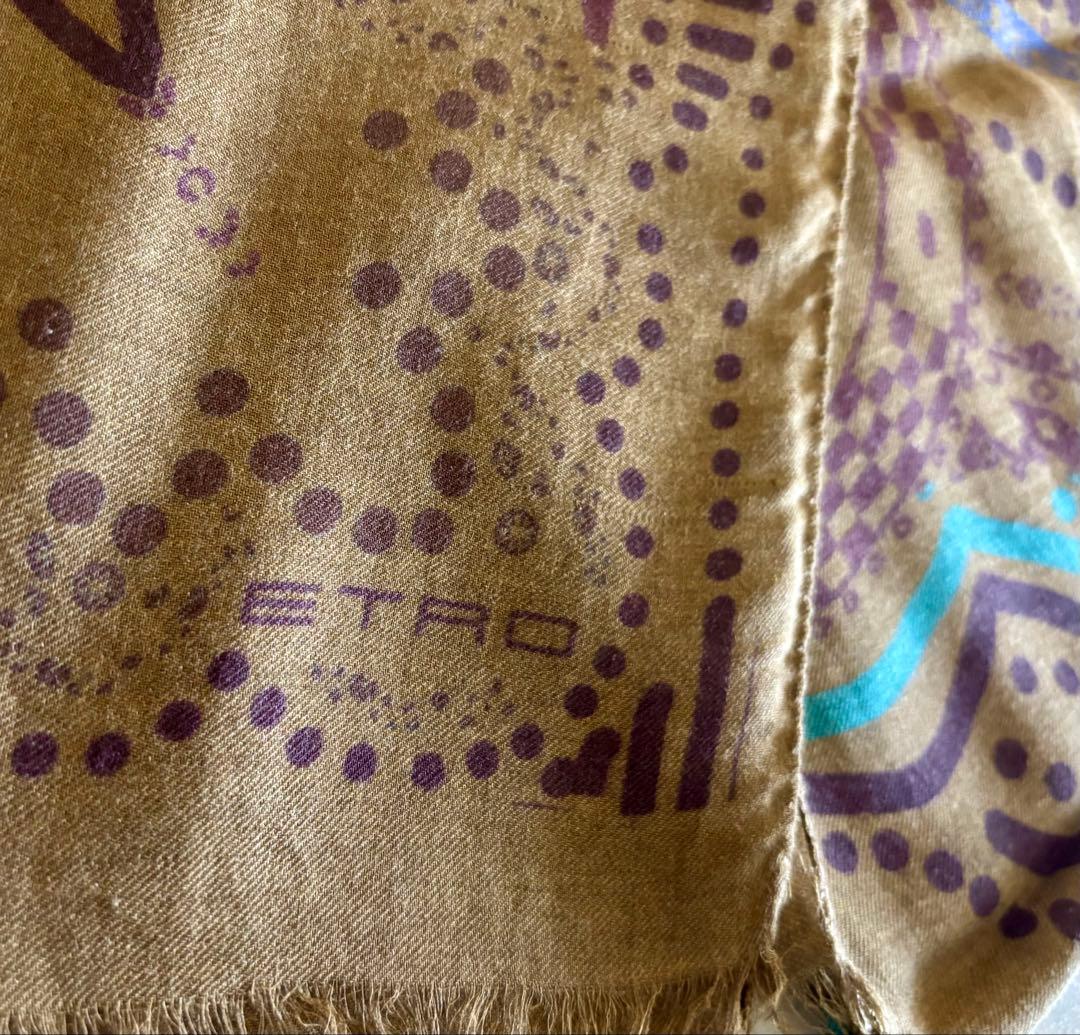 【美品】エトロ ETRO ペイズリー柄 カシミヤ混 大判ストール