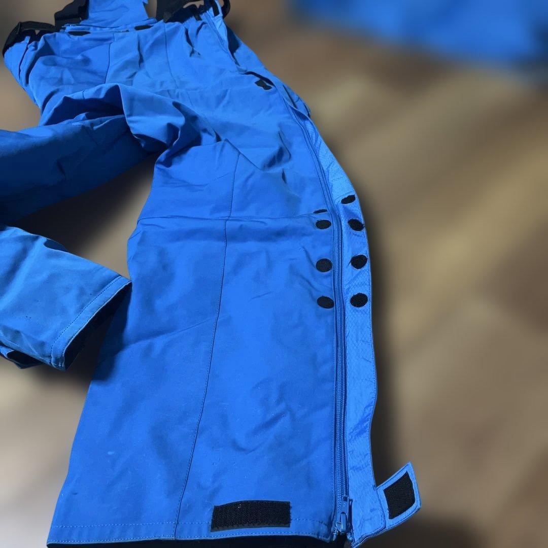 Mizuno ブレスサーモ★ブルー色サスペンダー付きスキーウェア 上下　サイズL