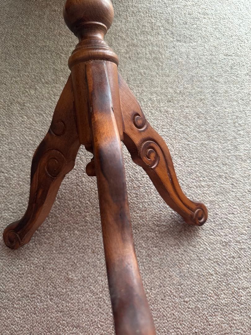 【送料込】コーヒーテーブル サイドテーブル 象嵌 アンティーク 猫脚