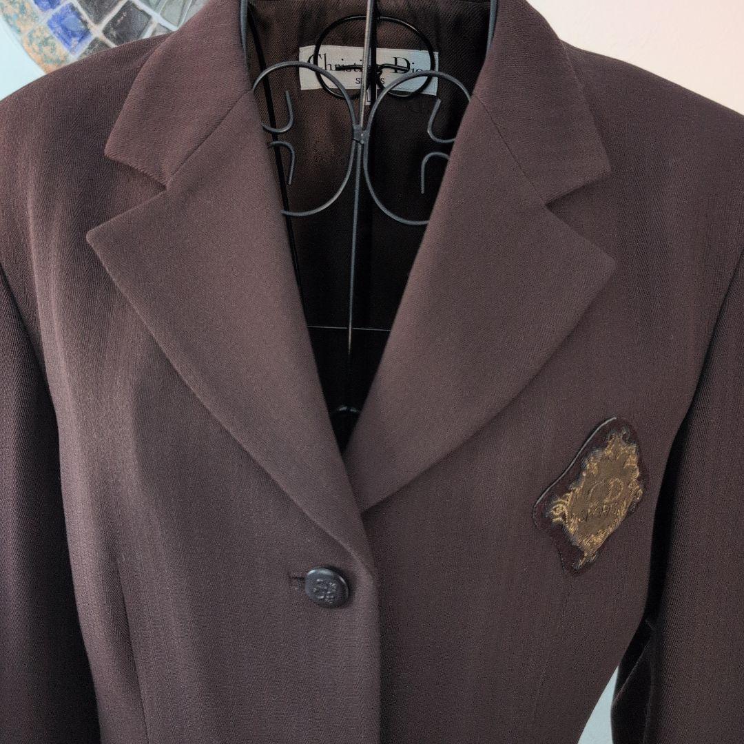 Christian.Diorブラウン テーラードジャケット エンブレム付きレトロ