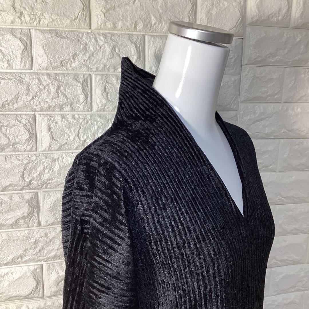 ISSEY MIYAKE イッセイミヤケ　プリーツ長袖カットソー　Vネック