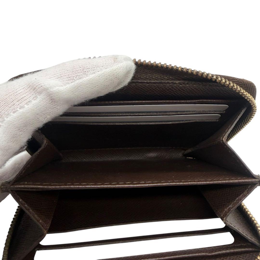 ルイヴィトン　パース　ラウンドファスナー　ダミエ　ブラウン　小銭入れ　茶色