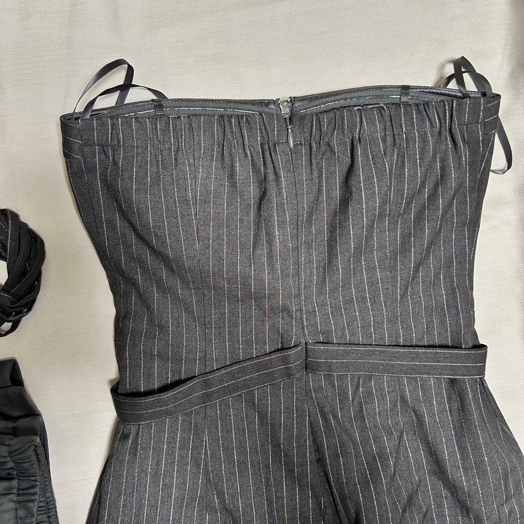 robe de fleurs ストライプタイトフィットミニドレス