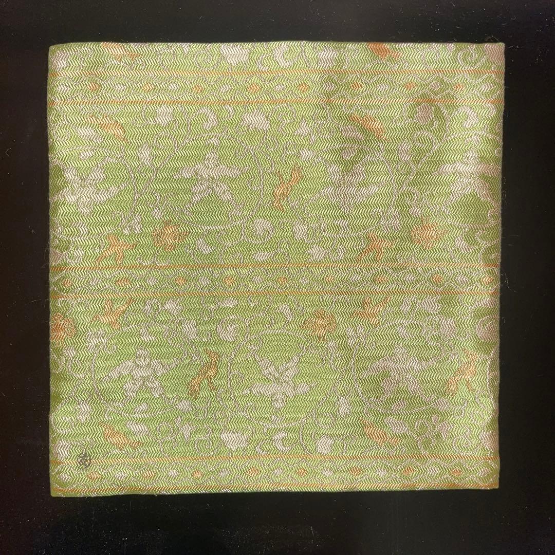 薄緑色 花柄 茶道用古帛紗