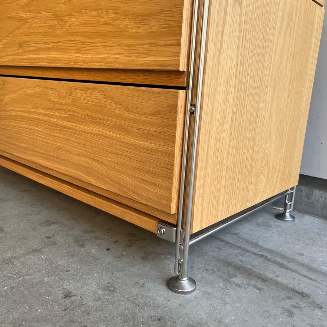 ホシ★無印ステンレスユニットシェルフ・オーク材・ワードローブ・バスケット付