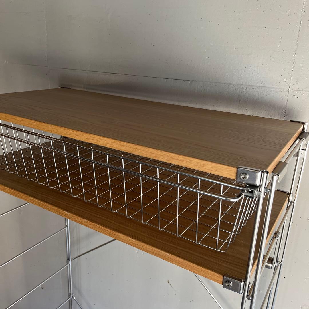 ホシ★無印ステンレスユニットシェルフ・オーク材・ワードローブ・バスケット付