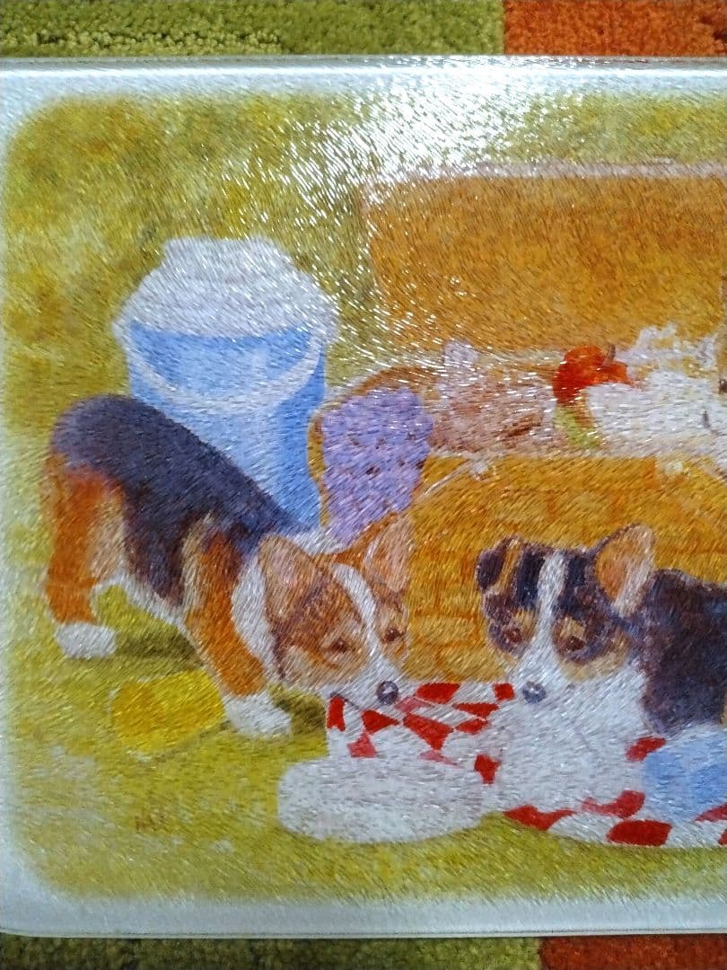 コーギー パピー 子犬 ガラスのカッティングボート