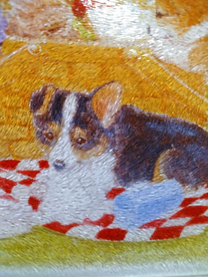 コーギー パピー 子犬 ガラスのカッティングボート