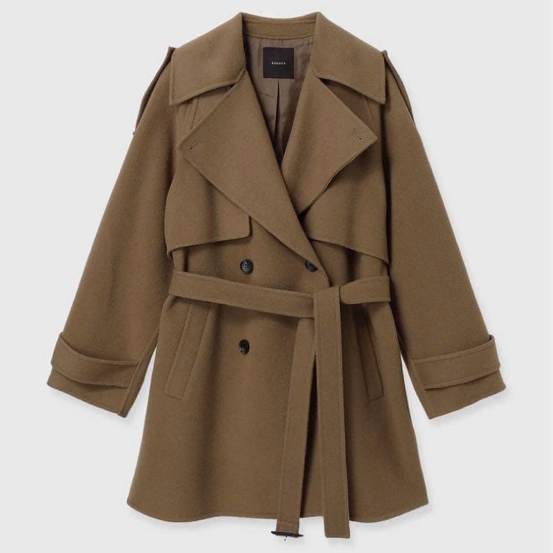 anuans アニュアンス　リバーウールミドルトレンチコート　キャメル