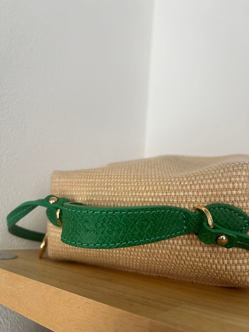 Longchamp 花柄刺繍 ベージュ かごバッグ