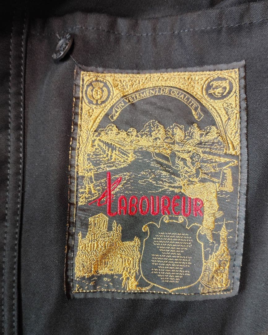 ルラブルール ブラックモールスキンジャケットカバーオールフレンチワークサイズ2