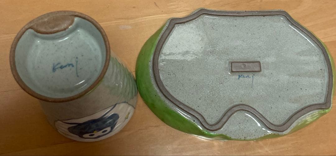 有田焼波佐見焼　国右ェ門窯　ウサギ　ネコ　フクロウ湯呑み　皿　各3個セット