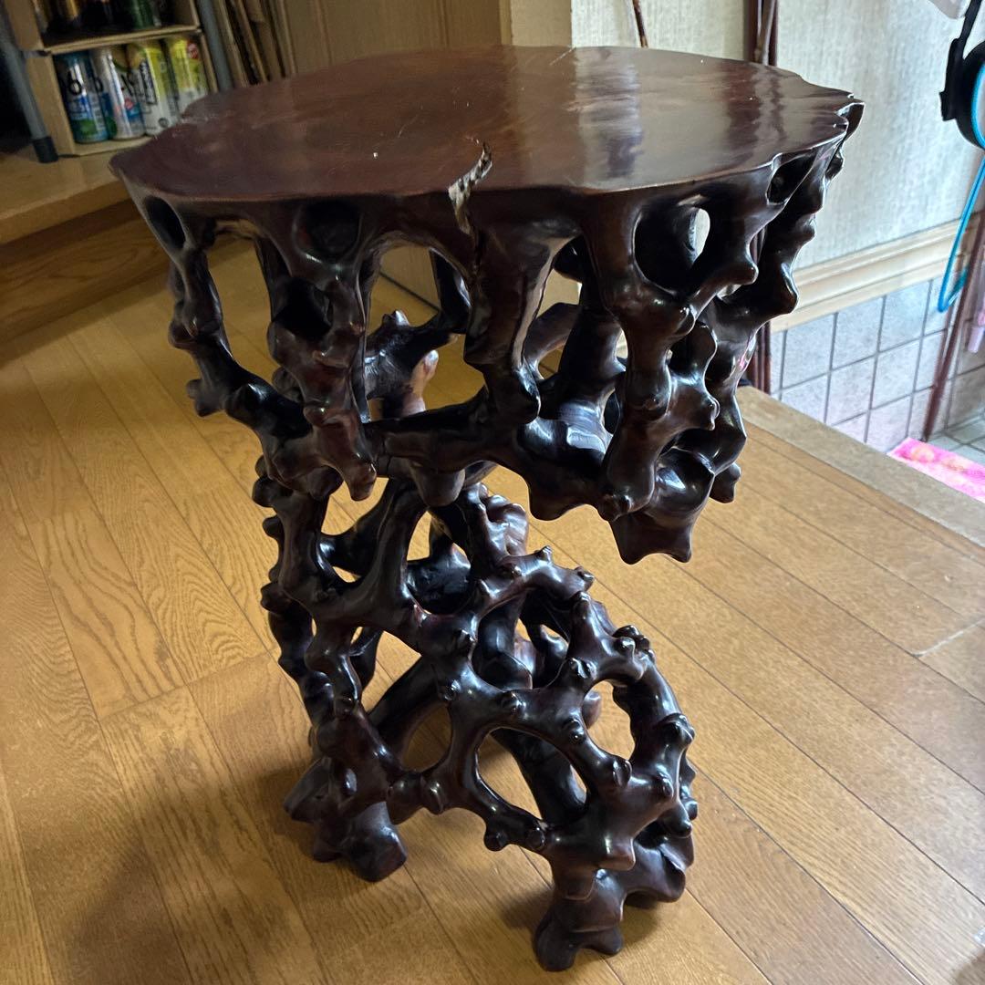 ‼️希少‼️根本、天然木、卓、飾台、花台、香炉台、日本式昭和レトロ根卓古美術明治大正