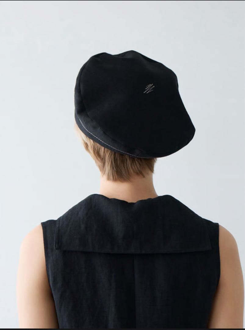 【新品未使用】PUTON/プットオン　ベレー帽　TORI 麻　ブラック