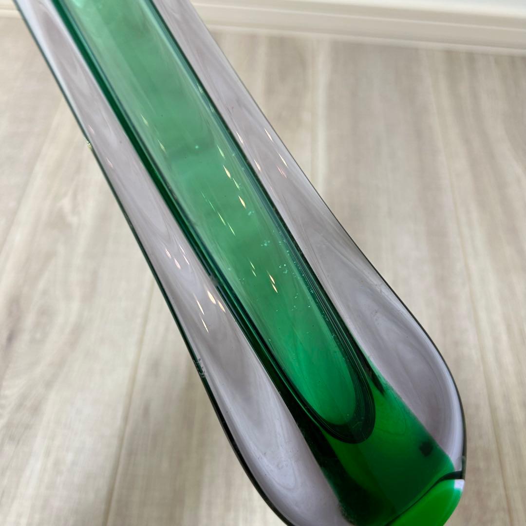 花器　フラワーベース　一輪挿し　ガラス　グリーン　箱付き