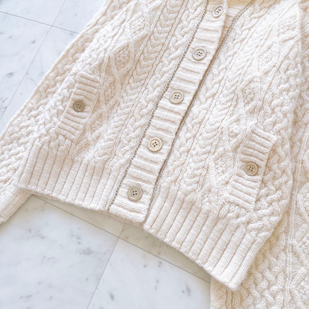 バーバリーブルーレーベル　アンゴラ混ケーブルニットカーディガン　フード　金ボタン