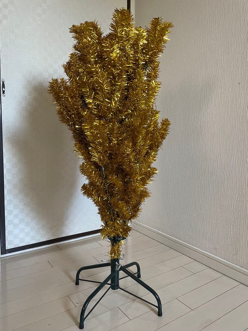 ゴールドクリスマスツリー プラスチック製　150cm