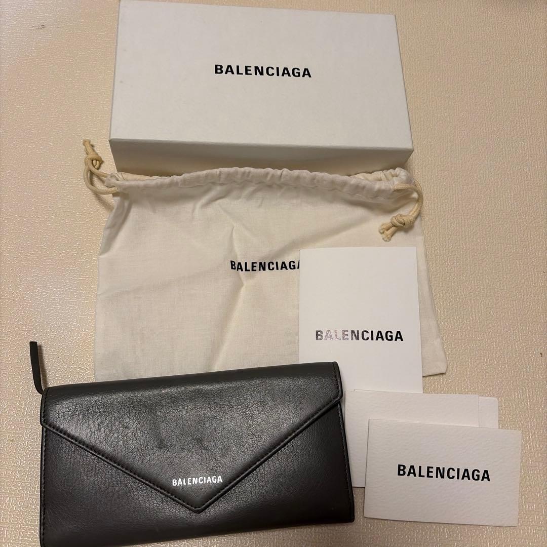 BALENCIAGA PAPIER グレーレザー長財布