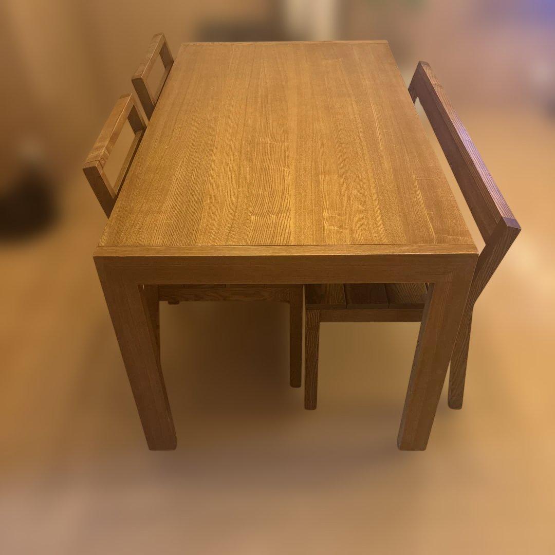 unico値下げ送料込ダイニングテーブル　ベンチ　チェアー4点セットで8万7千円