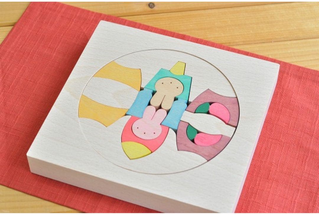 小黒三郎　組み木の雛人形　ウサギ円びな(小)