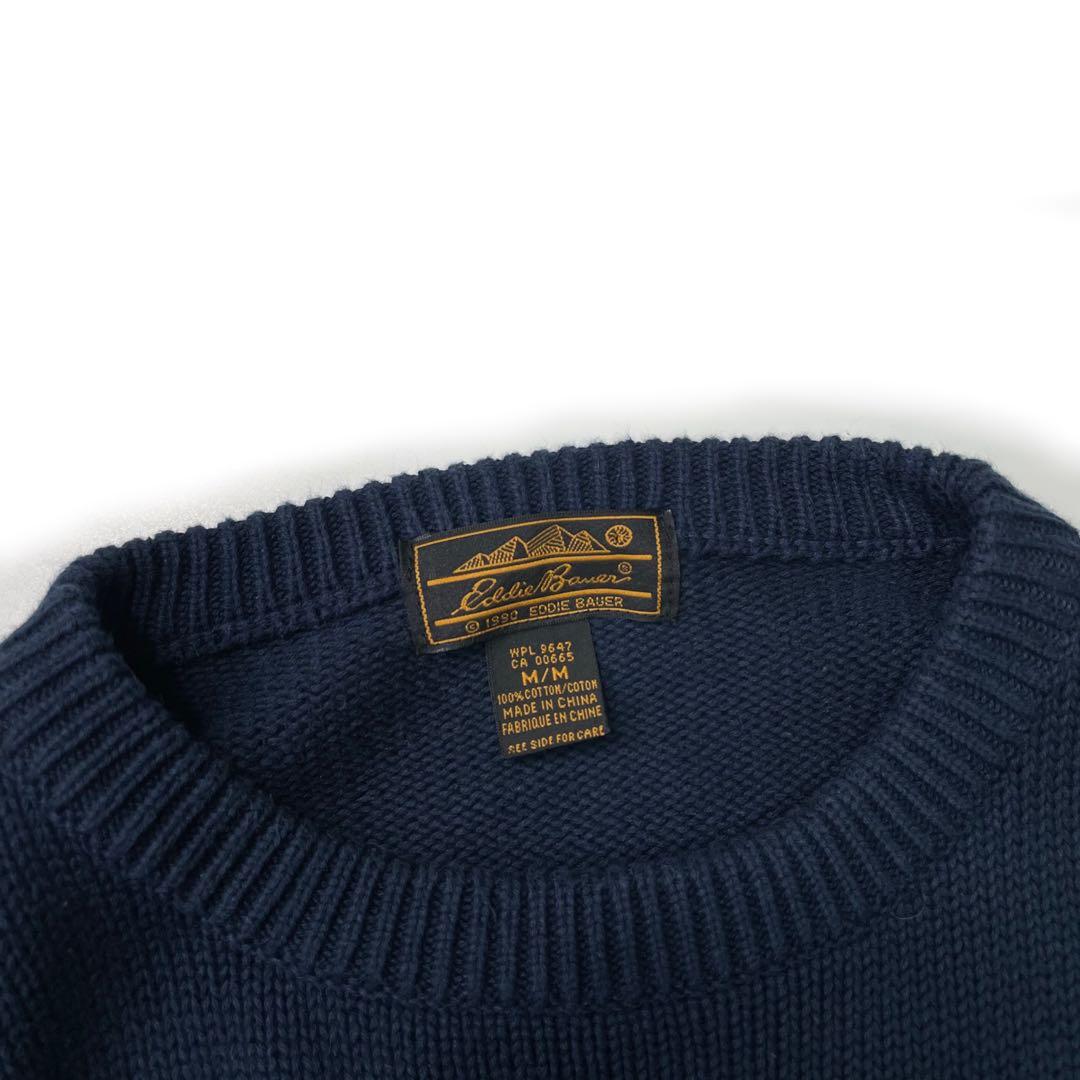 90’s Eddie Bauer 黒タグ コットンニット 花柄 刺繍 セーター