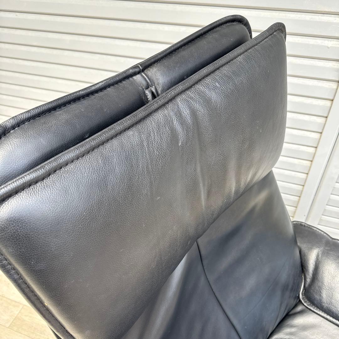 最高級 北欧 ノルウェー MODI モディ リクライニングチェア 総革 ブラック