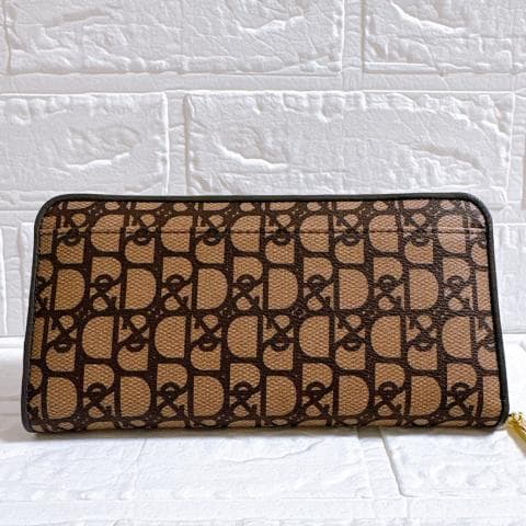 Pinky&Dianne ラウンドファスナー ベージュ×ダークブラウン 長財布