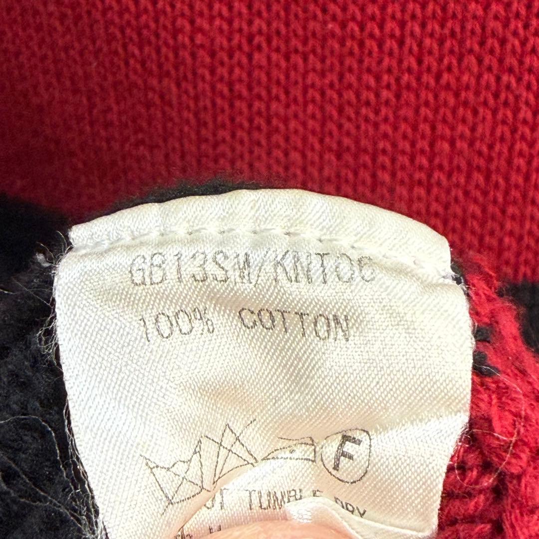 735 glamb 赤黒ワイドボーダー クロシェ編みカウル襟コットンチュニック