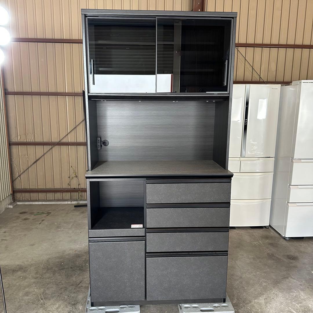 【美品】ニトリ キッチンボード SP201 100KB GY 食器棚