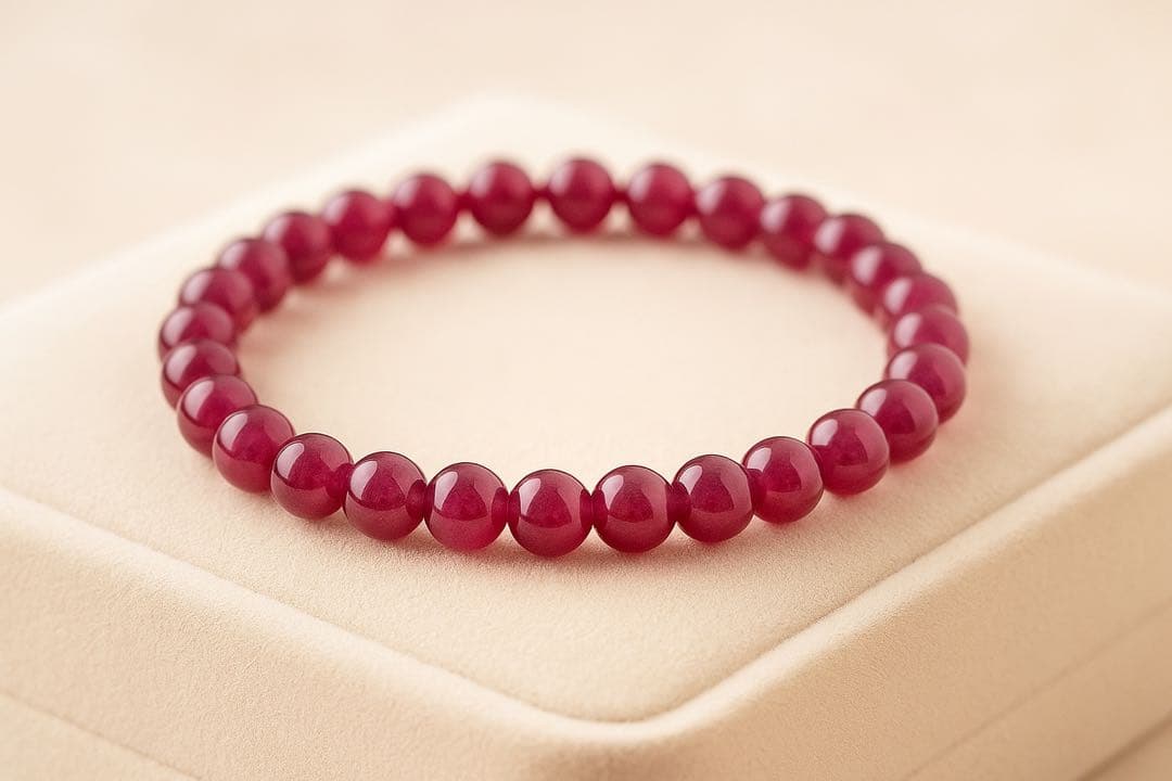 【blue.ks】ルビー翡翠のゴムブレスレット