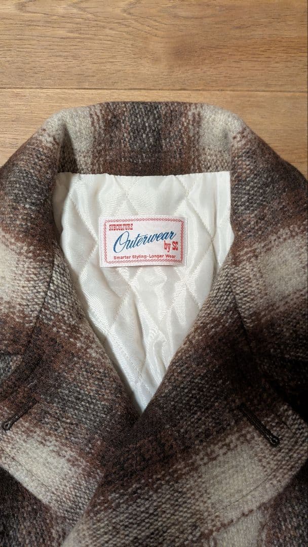 新品未使用 SUBCULTURE OMBRECHECK ピーコートブラウン 2