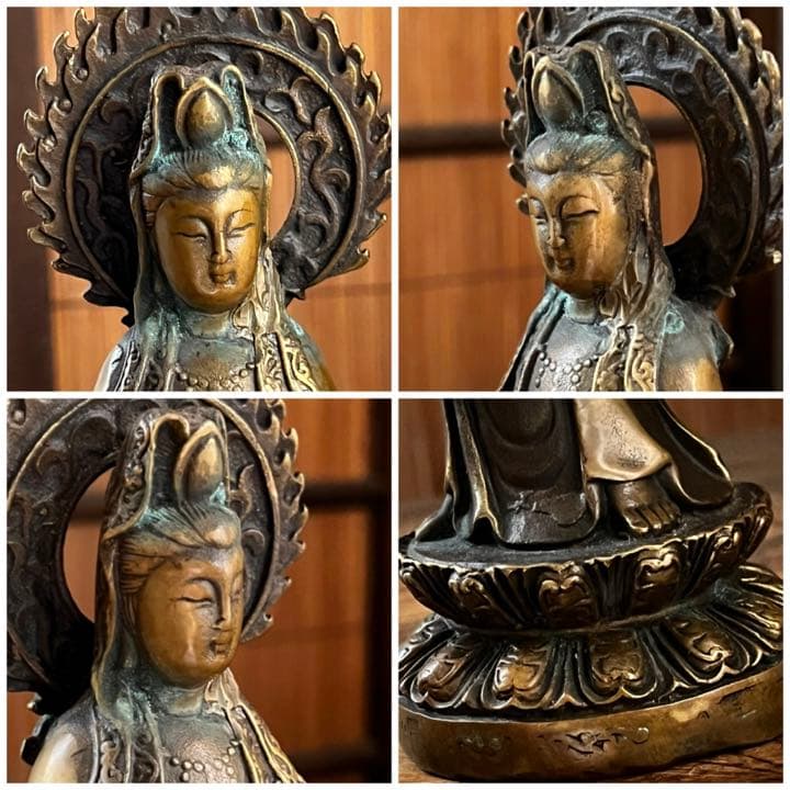 仏教美術 古銅製 観音菩薩像 仏像