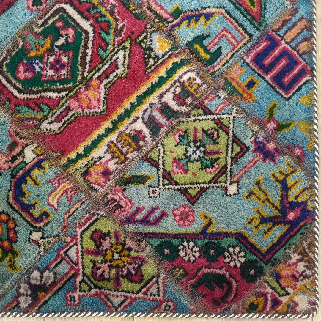 ペルシャ絨毯 パッチワーク アンティーク 156x102手織り クリーニング済み